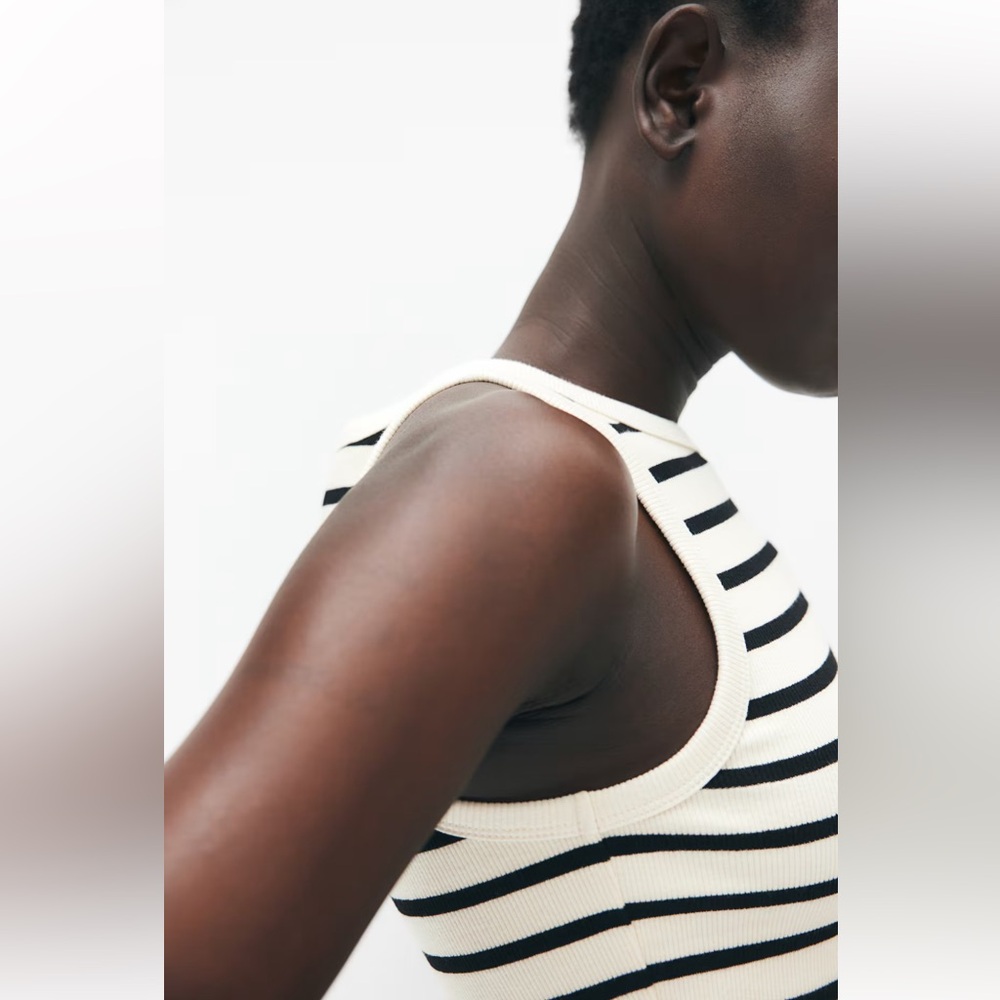 H&M Black and White Striped Crop Tank Top - Picture 5 of 9